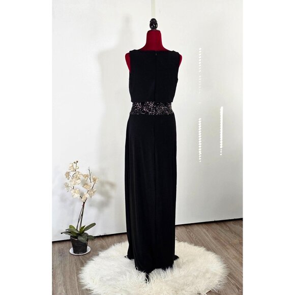 Lauren Ralph Lauren Women Evening Black Sleeveless Gown Sequins Waist Sz 8 2275 - Picture 5 of 10